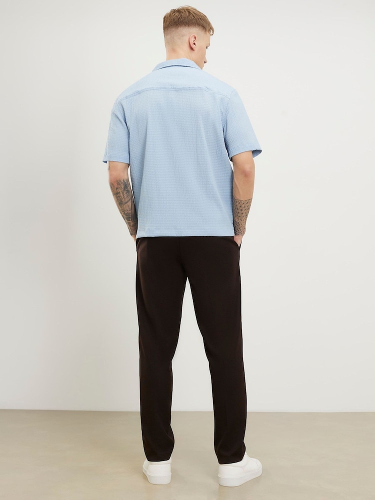 River Island Brown Slim Fit Textured Smart Trousers - Image 4 of 4