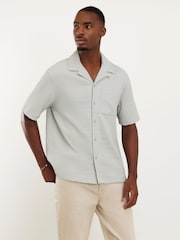 River Island Grey Seersucker Revere Shirt - Image 1 of 4