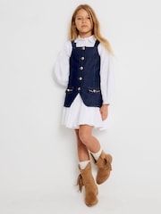 River Island Blue Denim Waistcoat Shirt Dress - Image 1 of 6