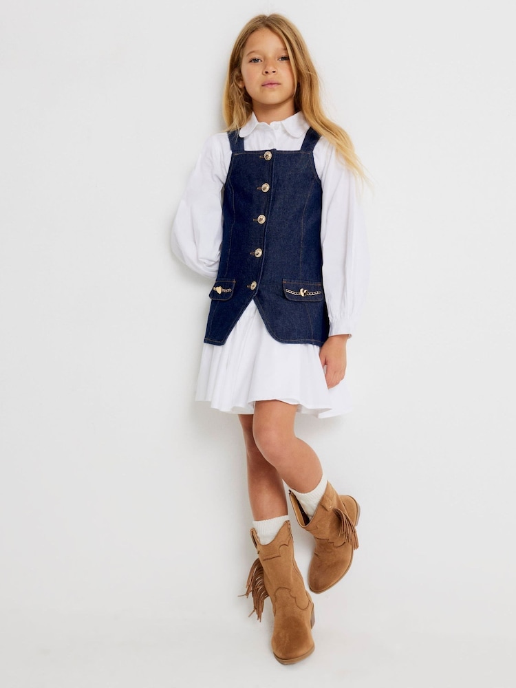 River Island Blue Denim Waistcoat Shirt Dress - Image 1 of 6