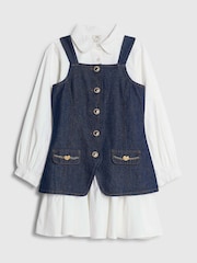 River Island Blue Denim Waistcoat Shirt Dress - Image 3 of 6