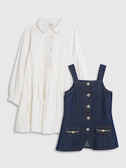 River Island Blue Denim Waistcoat Shirt Dress - Image 4 of 6