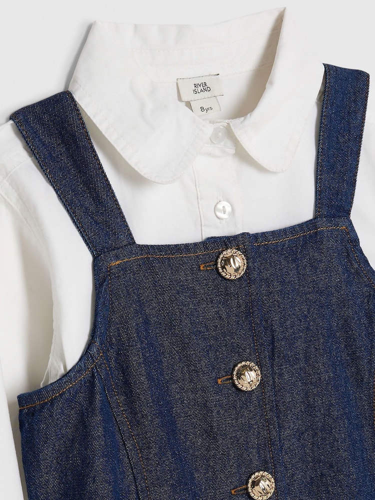 River Island Blue Denim Waistcoat Shirt Dress - Image 6 of 6