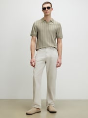 River Island Green Slim Fit Pinstripe Open Collar Polo Shirt - Image 3 of 4