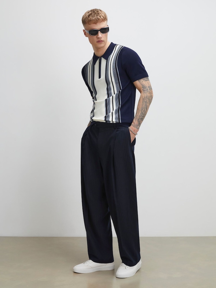 River Island Blue Slim Fit Stripe Polo Shirt - Image 2 of 4