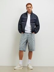 River Island Blue Checkered Denim Shorts - Image 2 of 4