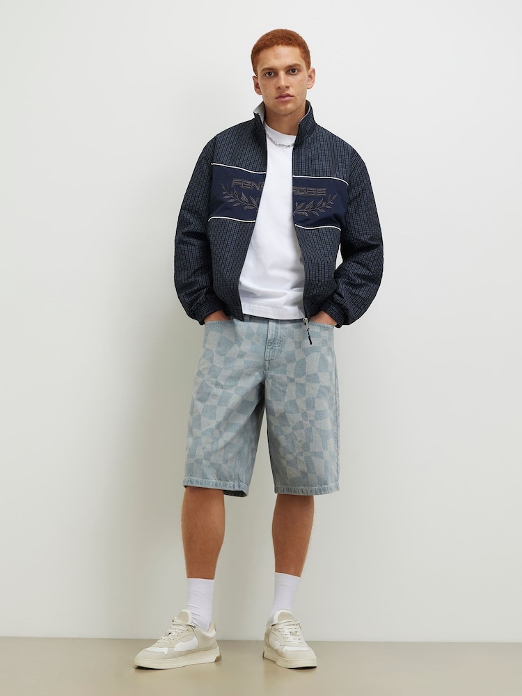 River Island Blue Checkered Denim Shorts - Image 2 of 4