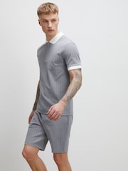 River Island Grey Slim Fit Pinstripe Shorts - Image 4 of 4