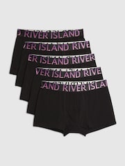 River Island Black Ombre Metallic Waistband Trunks 5 Pack - Image 1 of 1