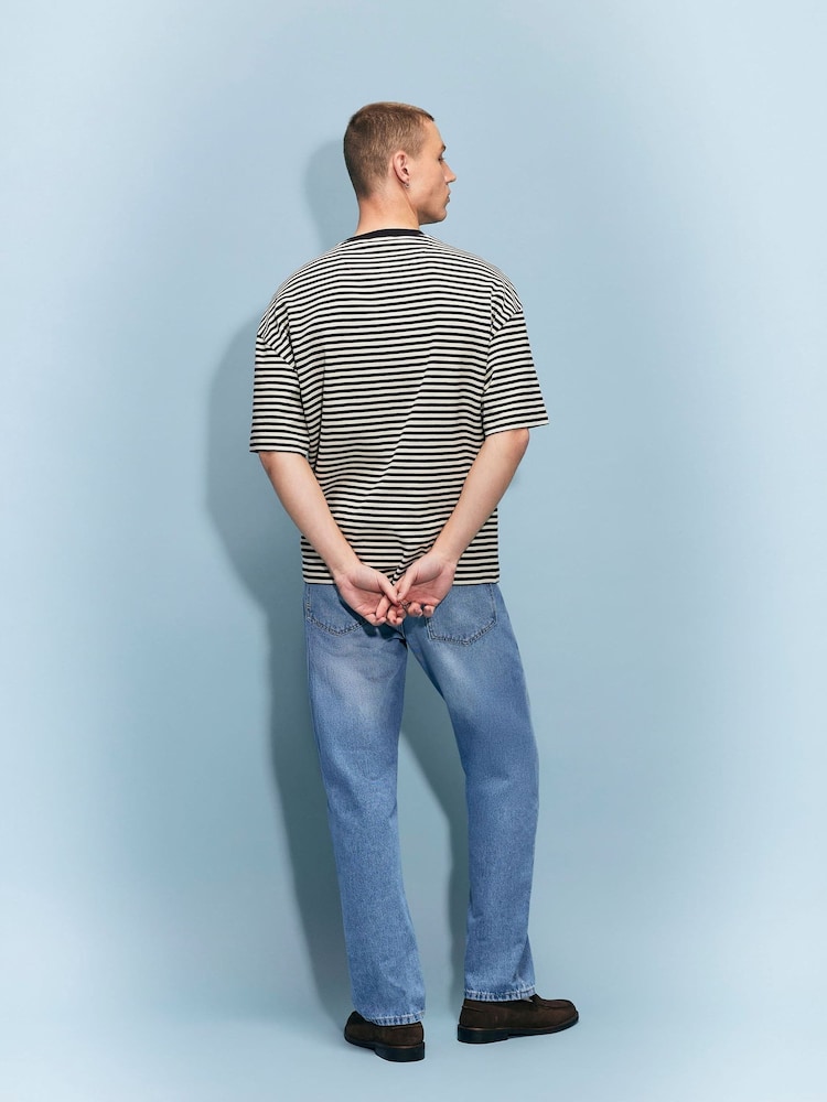 River Island Blue Straight Fit Mid Wash Jeans - Image 2 of 4 River Island Blue Straight Fit Mid Wash Jeans - Image 2 of 4