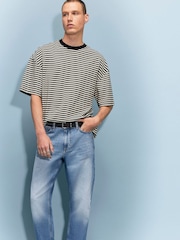 River Island Blue Straight Fit Mid Wash Jeans - Image 3 of 4