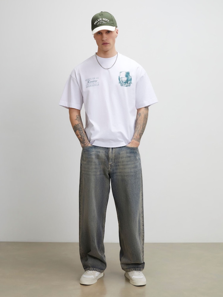 River Island White Oversized Riviere Hotel T-Shirt - Image 2 of 4