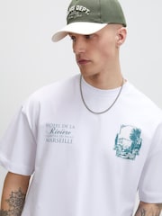 River Island White Oversized Riviere Hotel T-Shirt - Image 3 of 4