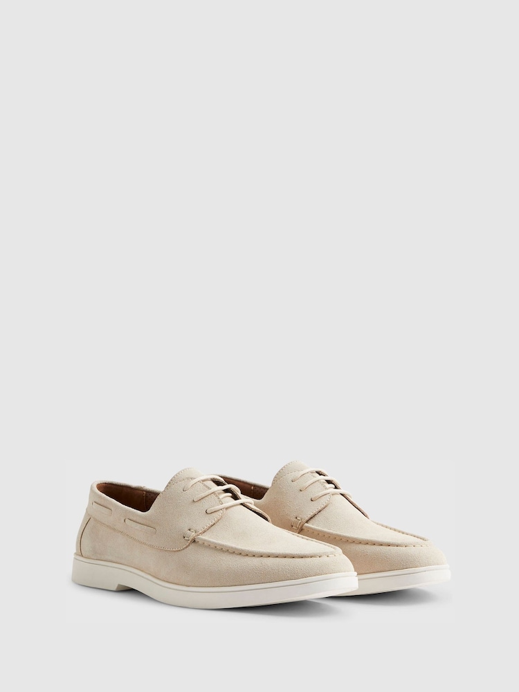 River Island Natural Suedette Boat Shoes - Image 2 of 3 River Island Natural Suedette Boat Shoes - Image 2 of 3