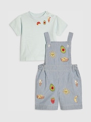 River Island Blue Stripe Dungarees & Top Set - Image 1 of 5