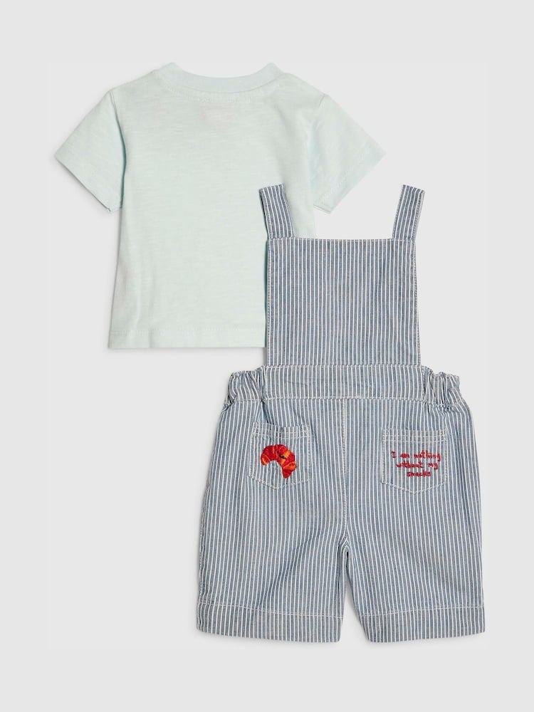 River Island Blue Stripe Dungarees & Top Set - Image 2 of 5