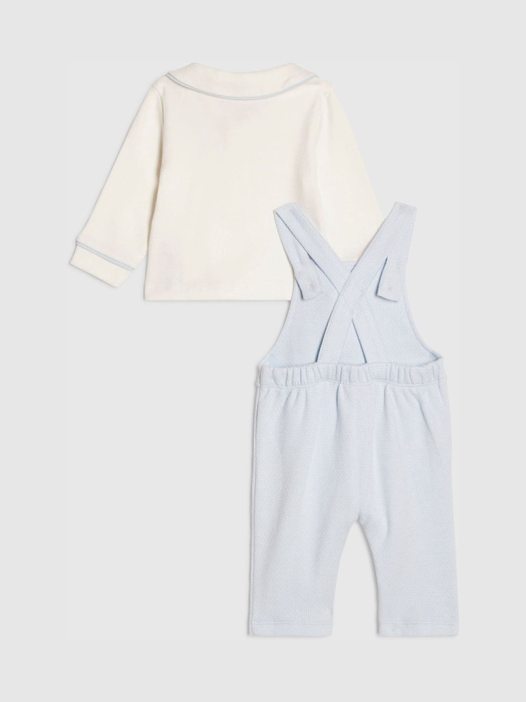 River Island Blue Long Sleeve Polo Shirt & Dungarees Set - Image 2 of 5