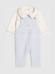 River Island Blue Long Sleeve Polo Shirt & Dungarees Set - Image 3 of 5