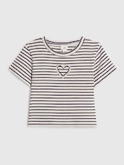 River Island Blue Stripe Heart Baby T-Shirt - Image 1 of 4