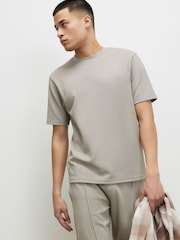 River Island Grey Slim Fit Interlock T-Shirt - Image 4 of 4