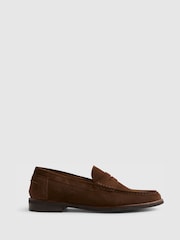 River Island Brown Suedette Penny Loafers - Image 1 of 3