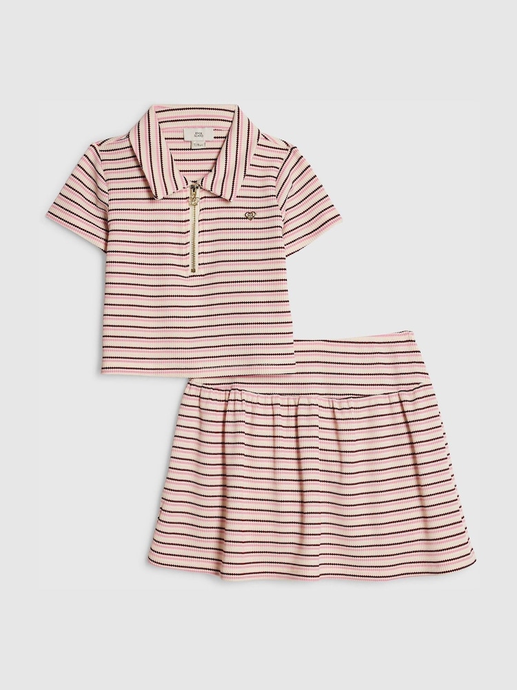 River Island Stripe Polo Shirt & Skirt Set - Image 1 of 5 River Island Stripe Polo Shirt & Skirt Set - Image 1 of 5
