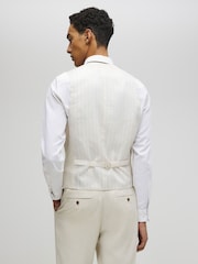River Island Natural Slim Fit Linen Suit Waistcoat - Image 2 of 4