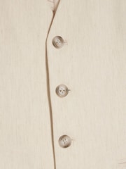 River Island Natural Slim Fit Linen Suit Waistcoat - Image 6 of 6