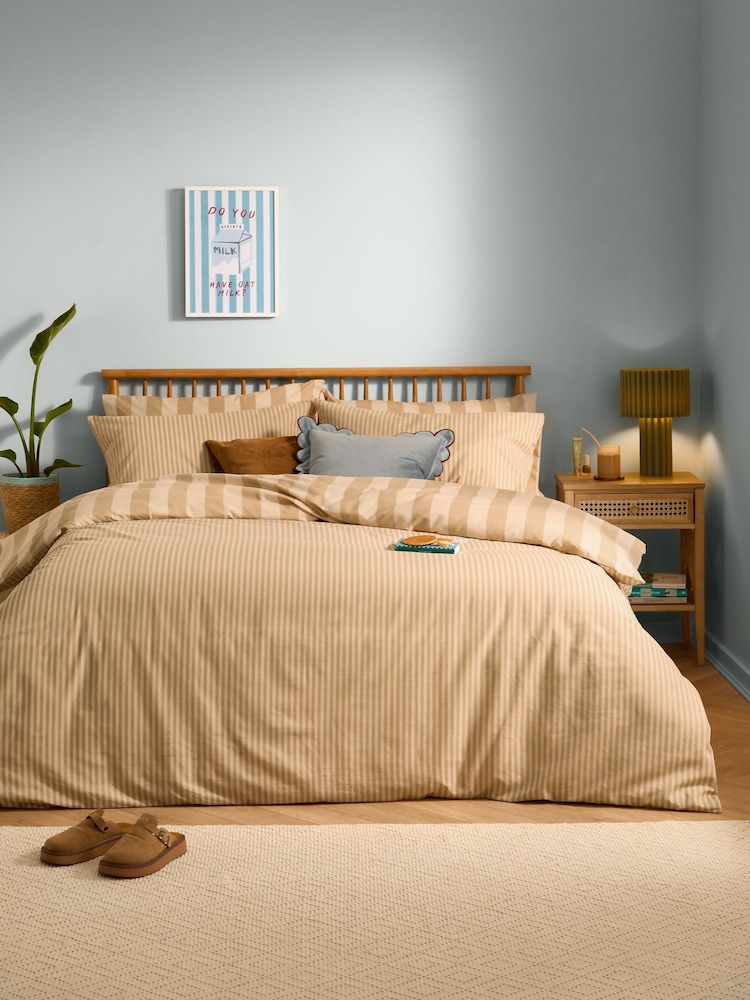 Furn Caramel The Ultimate Stripe Reversible Duvet Cover and Pillowcase Set - Image 1 of 4 Furn Caramel The Ultimate Stripe Reversible Duvet Cover and Pillowcase Set - Image 1 of 4