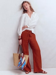Boden Brown Islington Linen Trousers - Image 4 of 7