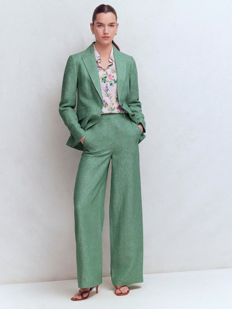 Boden Green Belgravia Linen Trousers - Image 1 of 6 Boden Green Belgravia Linen Trousers - Image 1 of 6