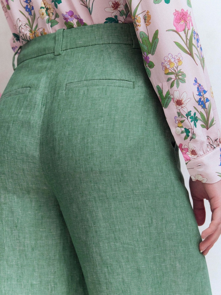 Boden Green Belgravia Linen Trousers - Image 2 of 6 Boden Green Belgravia Linen Trousers - Image 2 of 6