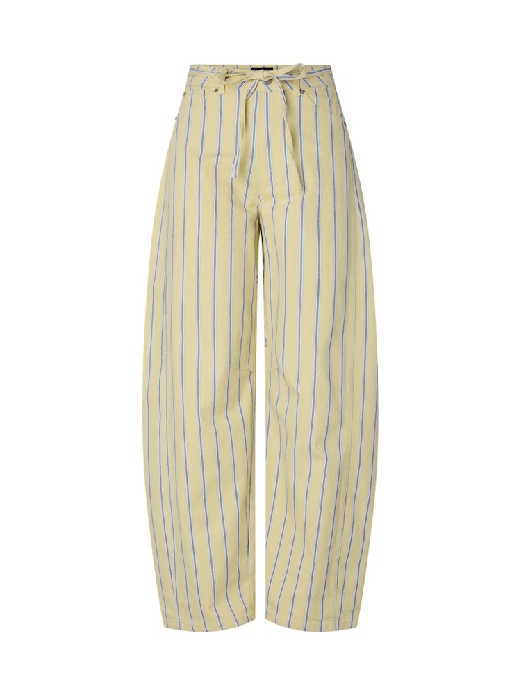 PIECES Yellow Mid Waist Tie Barrel Jeans - Image 1 of 2