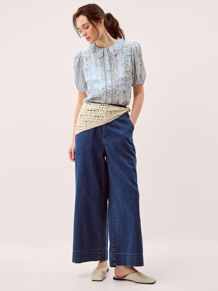 Monsoon Naomi Puff Sleeve Floral Lace Blouse - Imaginea 1 din 5