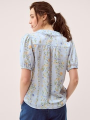Monsoon Naomi Puff Sleeve Floral Lace Blouse - Imaginea 3 din 5