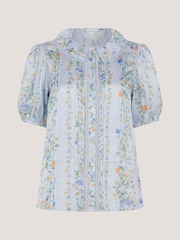 Monsoon Naomi Puff Sleeve Floral Lace Blouse - Imaginea 4 din 5