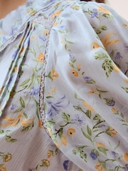 Monsoon Naomi Puff Sleeve Floral Lace Blouse - Imaginea 5 din 5