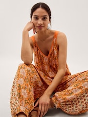 Monsoon Orange Carris Floral Print Jumpsuit - Image 3 of 5