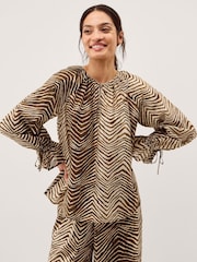 Monsoon Brown Pippa Animal Print Blouse - Image 1 of 5