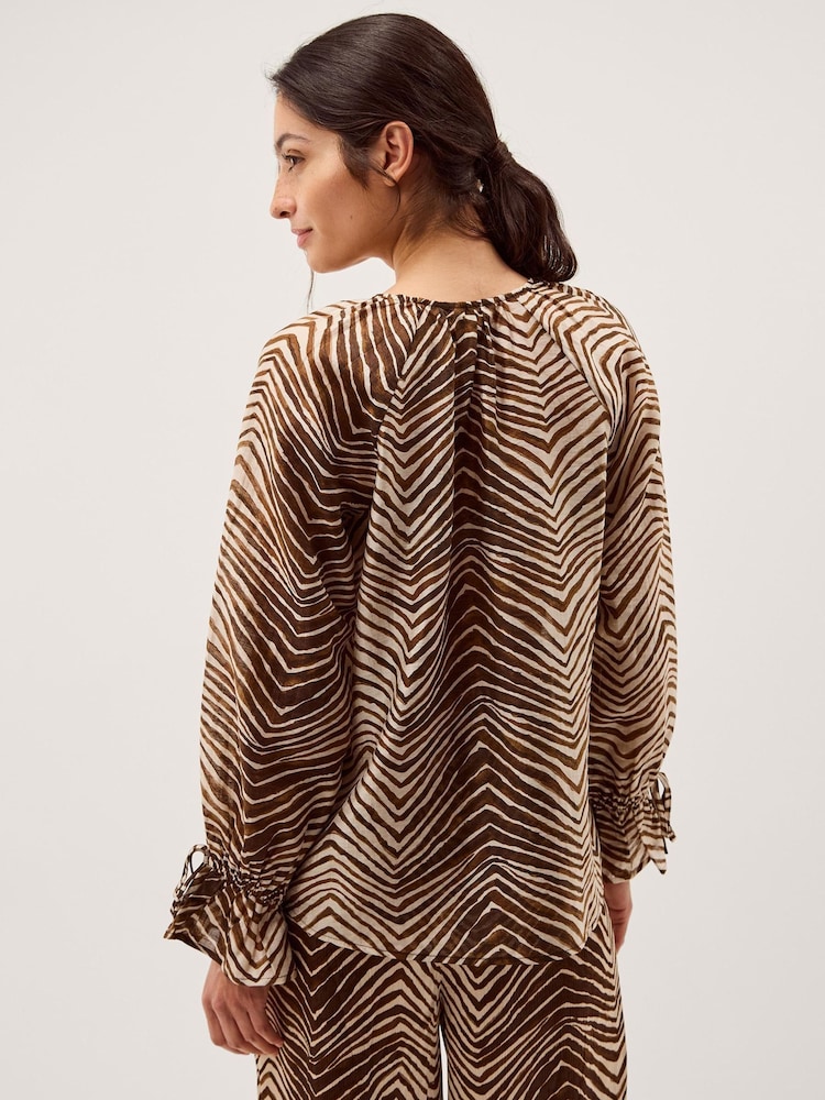Monsoon Brown Pippa Animal Print Blouse - Image 2 of 5