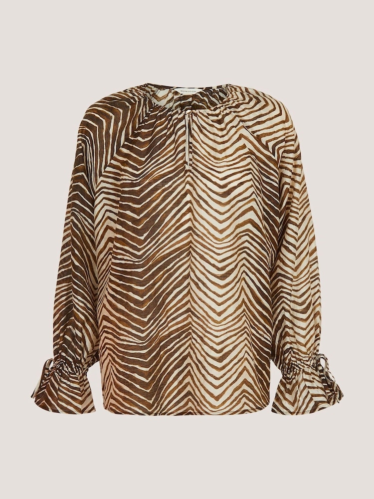Monsoon Brown Pippa Animal Print Blouse - Image 5 of 5