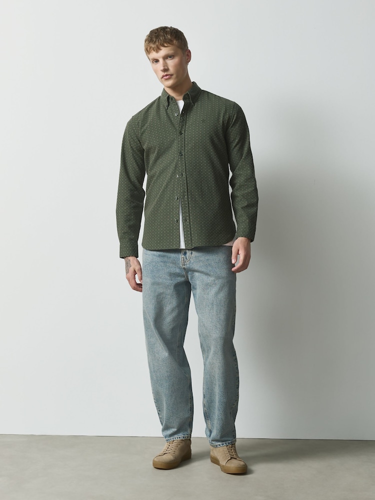 Green Geo Print Stretch Oxford Long Sleeve Shirt - Image 2 of 8