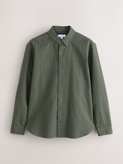 Green Geo Print Stretch Oxford Long Sleeve Shirt - Image 6 of 8