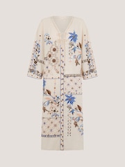 Monsoon Cream Julie Embroidered Midi Kaftan - Image 5 of 5