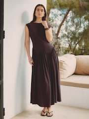 Albaray Brown Dipped Drop Waist Maxi Dress - Image 1 of 6