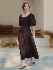 Albaray Brown Cotton Sateen Dress - Image 1 of 6