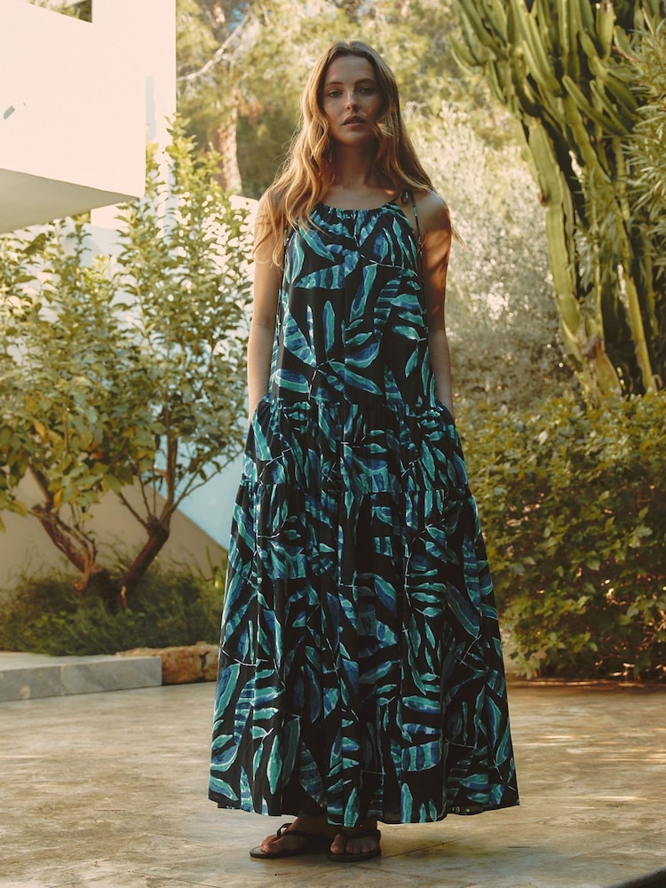 Albaray Black Painterly Palm Maxi Dress - Image 1 of 6