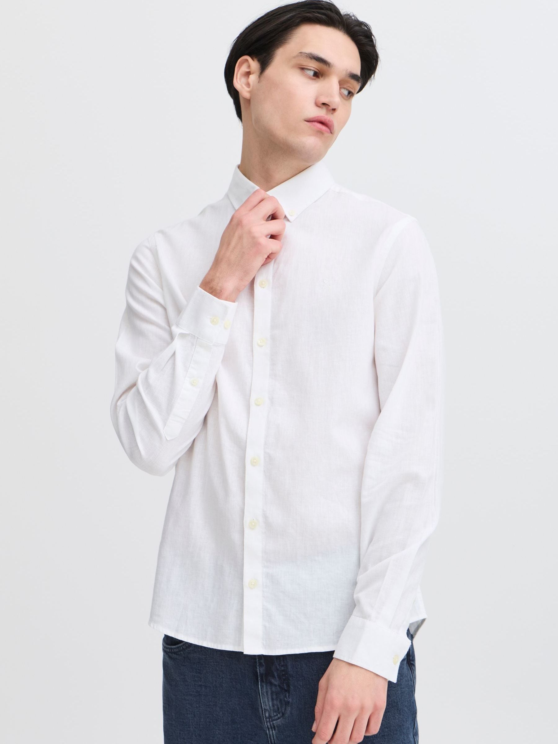 Casual Friday Men's White Long Sleeve Linen Shirt Anton 0053 Bd - Image 2