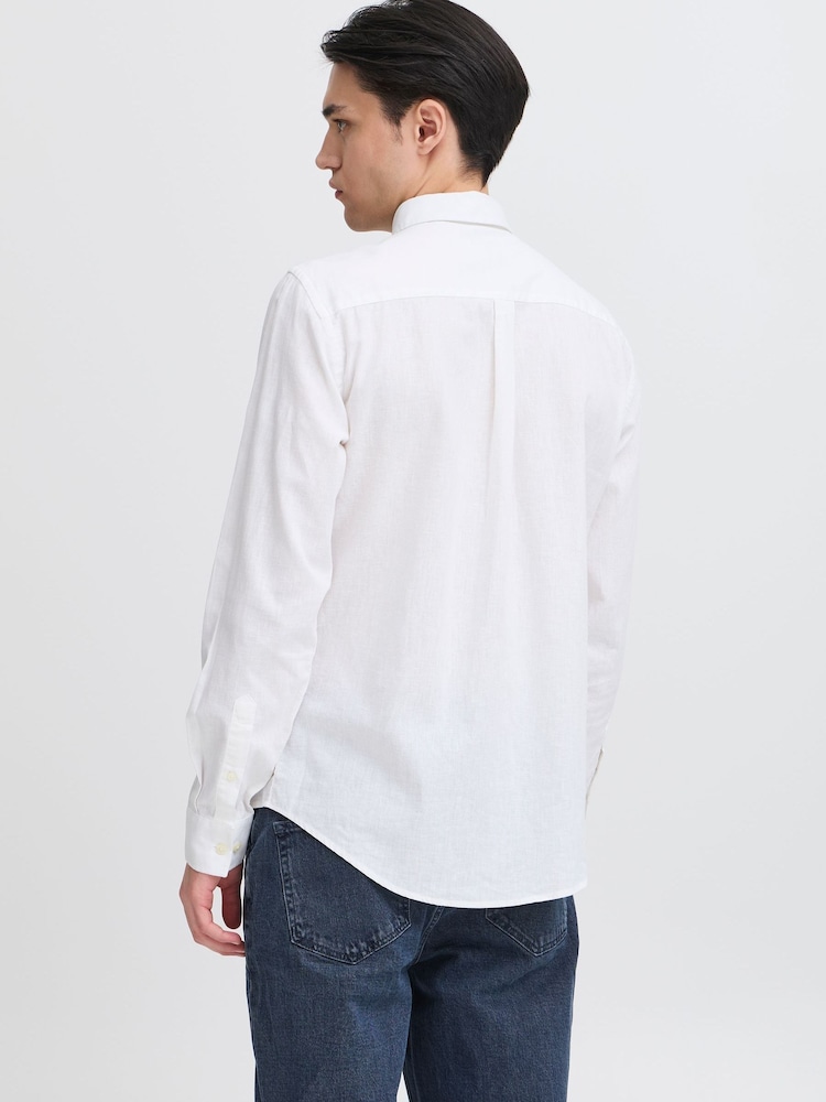 Casual Friday White CfAnton Long Sleeve Linen Blend Shirt - Image 2 of 8