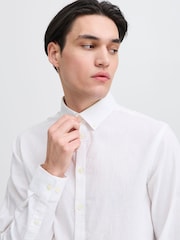 Casual Friday White CfAnton Long Sleeve Linen Blend Shirt - Image 5 of 8